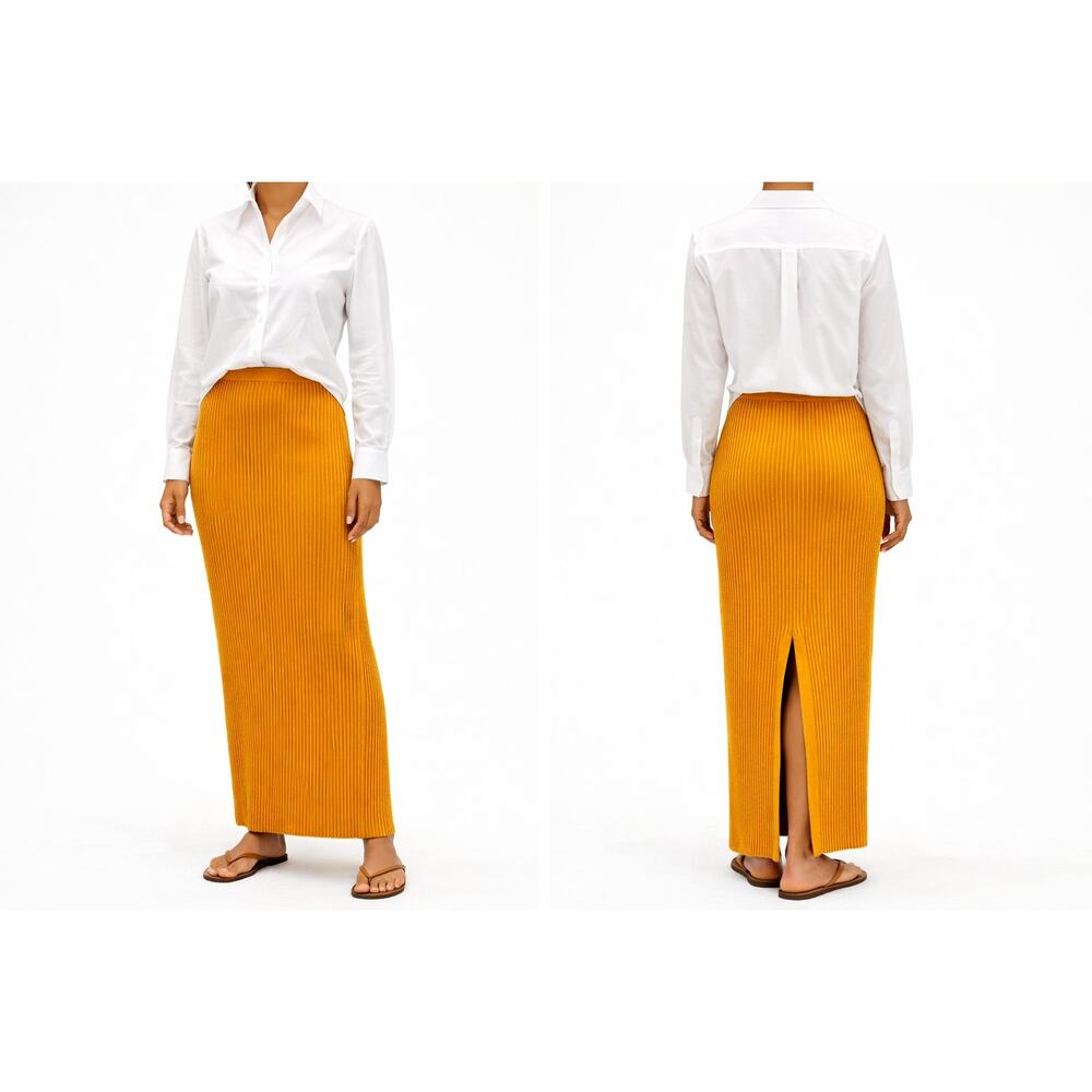 Free People Clara Maxi Skirt Ribbed Stretch Avocado Combo size XL